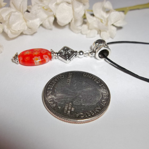 Orange Glass Flower Necklace Adjustable NWT 4852 - Picture 3 of 9